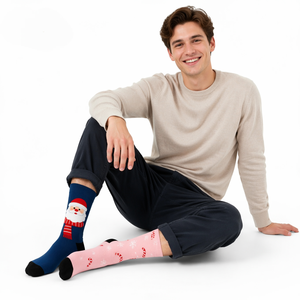 Chaussettes en coton unisexe tendance pour <span class=keywords><strong>Noël</strong></span>, style mi-mollet, 200 fils, aiguille simple, toutes saisons, taille unique, pour hommes et femmes - Product Image 3