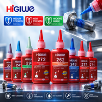 Colle filetante acrylique rouge HiGlue 222 243 262 270 277 de 10ml, 50ml, 250ml à faible, moyenne et haute résistance pour verrous de vis
