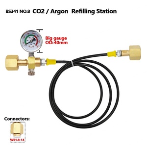 W21.8-14CGA320 Tanques pequeños de soldadura para nitrógeno, argón, CO2, botella de 40L, adaptador de carga, estación de recarga de gas neumática de bola - Product Image 2