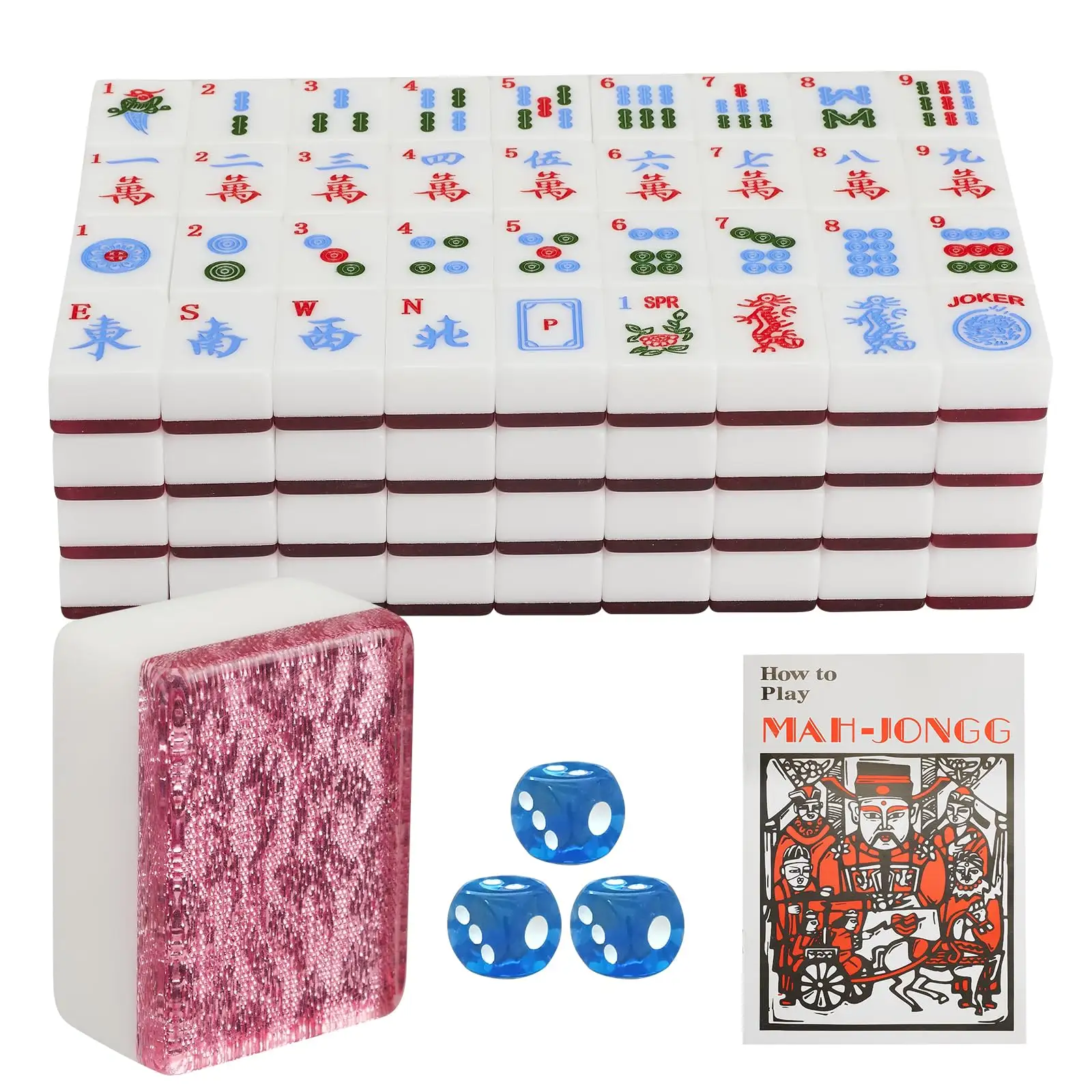 Mahjong piastrelle 166 Mah Jongg 40mm grandi riunioni di famiglia Mahjong americano acrilico Mahjongg con strisce rosa