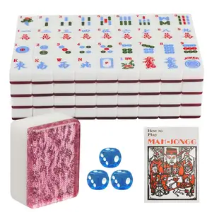 166 Tegel Mahjong Set Mah Jongg 40Mm Grote Amerikaanse Mahjong Familie Bijeenkomsten Acryl Mahjongg Met Roze Strepen