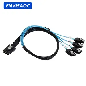 SAS SATA Cabo Mini-SAS SFF-8087 To 4 SATA Cabo Mini SAS 4i SFF8087 36P Para 4 SATA 7P Cabo 12Gbps 50cm Dados do disco rígido