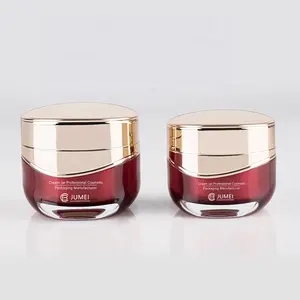2023 New Design Ruby Red Acrylic Bottle Eyes Cream with Golden Lid Essence Bottle