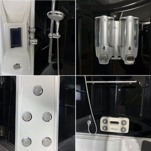 Oumeiga Cabine de douche à vapeur à hydromassage Cabines de spa en verre trempé avec lampe de toit et éclairage de fond pour salle de bain - Product Image 3