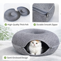 Lit pour chat en feutre rond moderne et écologique avec housse amovible, motif uni, maison pour animaux de compagnie pour chats d'intérieur