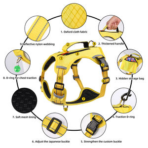 調節可能な反射素材入りソフトパッド入りペットハーネス、トレーニング、散歩、ハイキング用、引っ張り防止、防水、ポケット付き戦術犬用ハーネス - Product Image 2