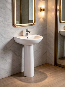 Lavabo sur pied moderne en céramique à trou unique pour toilettes, idéal pour les salles de bain d'hôpitaux et de villas - Product Image 3