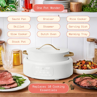 Cuisinière Électrique Multifonction Détachable, Programmable Numérique, avec Cuve Antiadhésive, Contrôle de Température et de la Durée, pour Cuisson à la Vapeur, Braisage, Simmulation de Cuisson, et Cuisson du Riz, Verre Trempé