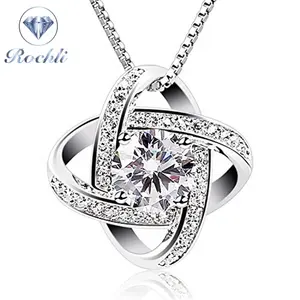 Women Necklaces Valentine's Day Gift 925 Sterling Silver Jewellery Cubic Zirconia Pendant Gemini Necklace women jewelry