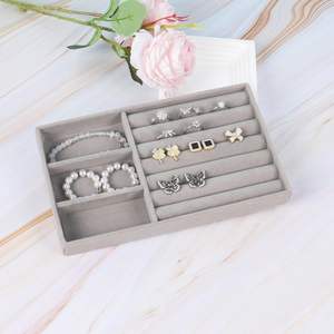 Bandeja de terciopelo gris personalizada para anillos y pendientes, expositor de joyería, contenedor de almacenamiento, bandeja para joyas - Product Image 5