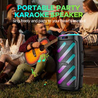 Altavoz de Karaoke Inalámbrico con Dos Bocinas de 6.5 Pulgadas, Luces LED RGB para Fiestas, Micrófono Inalámbrico, Batería Integrada, para Exteriores, 5.4