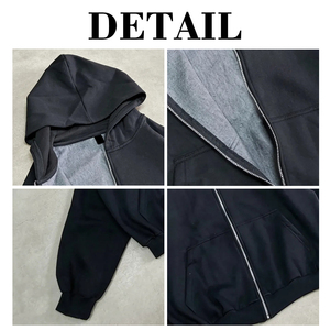 Sweat-shirt zippé pour homme en molleton bouclette de haute qualité, coupe boxy, avec logo personnalisé, épaules tombantes, style streetwear, épais et court - Product Image 6