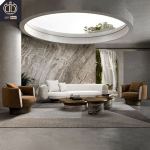 Canapé moderne incurvé en tissu marron <span class=keywords><strong>terracotta</strong></span> avec base en bois Meubles de salon luxueux pour maison et villa - Product Image 4