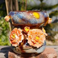 MSH Pot de fleurs en grès poterie vintage de grande taille Pots de fleurs verts pour jardin