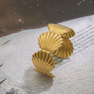 <b>Shell</b> Cuff <b>Bracelet</b> Zinc Alloy Gold Tone Unisex Fashion Jewelry - Product Image 3