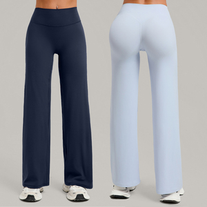 XW-91229 <span class=keywords><strong>vita</strong></span> alta elasticizzata sport all'aria aperta larghi <span class=keywords><strong>comodi</strong></span> da allenamento Casual da corsa <span class=keywords><strong>pantaloni</strong></span> sportivi svasati classici da <span class=keywords><strong>donna</strong></span> - Product Image 1