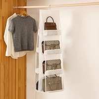 Organisateur de placard suspendu à 8 poches avec fenêtre transparente avec sac à main multicouche sac de rangement gain de place support de garde-robe