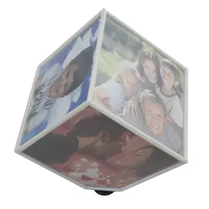 Kunststoff Grad rotierender Foto Magic Cube Frame Fertigwaren Kleiner MOQ rotierender Foto rahmen