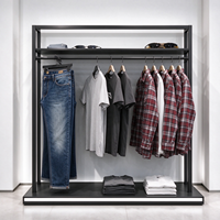 Étagère murale en métal noir pour magasin de vêtements, panneau perforé, support à chaussures, rail de suspension, CE ETL, vente en gros pour boutiques
