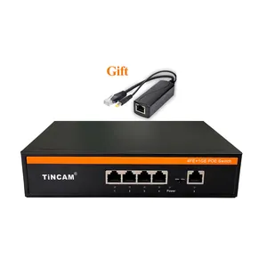 TiNCAM Mini 4 port 10/100M 48V 52V POE Switch For 250M 1G Bandwidth CCTV Security Surveillance System Support Internal 65w Power