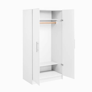 ベッドルーム家具FSC承認2ドアウッドワードローブクローゼットラックアルモワールハンギングロッドと収納 - Product Image 3
