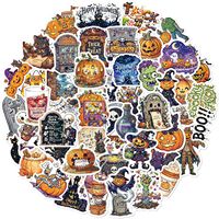Stiker Halloween Festival Pesta Hadiah Dekorasi Alat Tulis Doodle Holografik Stiker Halloween Anak-anak