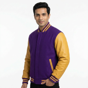 Blouson universitaire vintage en laine coupe ajustée à col montant avec motif de dessin animé, broderie personnalisée, marque privée, vente en gros - Product Image 1