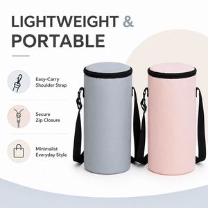 Insulated <b>Water</b> <b>Bottle</b> <b>Carrier</b> Thermal <b>Bottle</b> Bag Cylinder <b>Water</b> Cup Holder <b>with</b> Adjustable Shoulder <b>Strap</b> for Travel Outdoor - Product Image 5