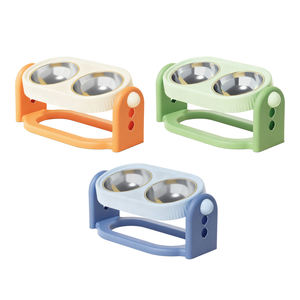 Tigela Dupla de Aço Inoxidável Ajustável e Fácil de Limpar para Alimentação Lenta de Animais de Estimação, Tigelas Elevadas Inclináveis para Cães - Product Image 1