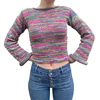 Pull tricoté à rayures pour femme, vêtement de styliste, à Crochet, Sexy, tendance, automne, printemps