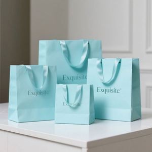 Sac en papier personnalisé de luxe écologique pour cadeaux, shopping et aliments, entièrement imprimé avec votre propre logo - Product Image 3