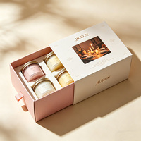 Boîte à bougies de luxe en gros avec tiroir, en carton rigide, gaufrée, avec insert en éponge à paillettes UV pour emballage cadeau de bougies parfumées