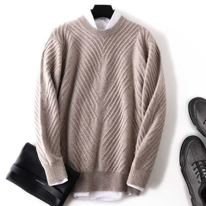 เสื้อสเวตเตอร์คอกลมแขนยาวสำหรับผู้ชายเสื้อถักลำลองสีพื้นใส่สบาย - Product Image 3