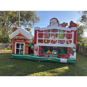 Casa de rebote inflable de PVC de Navidad Winway con diseño de chimenea de Papá Noel, Castillo de salto temático de Feliz Navidad para niños, fiesta al aire libre - Product Image 2