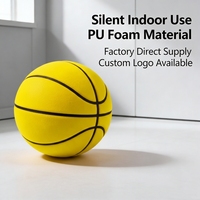 Ballon de basketball silencieux pour enfants, 620g, taille 7 (29,5 po), en mousse PU souple, personnalisable avec logo, pour entraînement intérieur, vente en gros usine