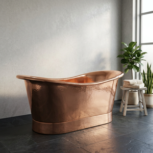 Baignoire autoportante en cuivre, baignoire de trempage en métal pour adultes, baril de bain de luxe irrégulier pour la maison - Product Image 2