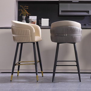 Chaise <span class=keywords><strong>de</strong></span> <span class=keywords><strong>bar</strong></span> blanche moderne <span class=keywords><strong>de</strong></span> haute qualité en acier inoxydable et cuir PU <span class=keywords><strong>pour</strong></span> salles à manger, restaurants familiaux, hôtels, salons - Product Image 1