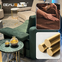 Ensemble de canapés de massage au design Chesterfield carré créatif, cadre en bois massif, cuir givré de qualité supérieure, convertible, éponge, 4 places, moderne