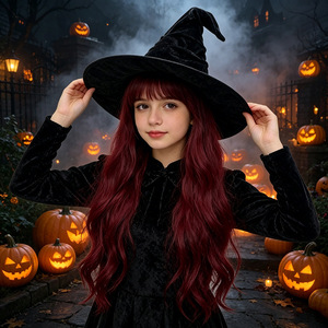 Sombrero <span class=keywords><strong>de</strong></span> <span class=keywords><strong>Bruja</strong></span> <span class=keywords><strong>de</strong></span> Terciopelo Negro Plisado para Halloween, para Fiestas <span class=keywords><strong>de</strong></span> Disfraces <span class=keywords><strong>de</strong></span> Invierno, Circunferencia <span class=keywords><strong>de</strong></span> Cabeza <span class=keywords><strong>de</strong></span> 48-50 cm, <span class=keywords><strong>Manualidades</strong></span> <span class=keywords><strong>de</strong></span> Costura - Product Image 2