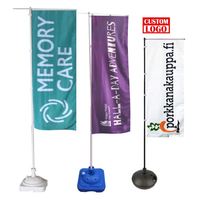 Drapeaux de bord de route en tissu polyester, fanions avec cadre en aluminium, résistants au vent, pour publicité extérieure, drapeau de plage promotionnel, forme rectangulaire volante