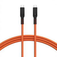 Kabel Thunderbolt 5 Kecepatan Tinggi 80Gbps USB C ke USB C Kabel Pengisian Daya 240W(5A), Kabel Tipe C Berjaring untuk Komputer Macbook