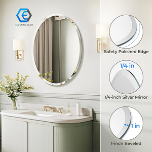Modern Simplicity Frameless <strong>Beveled</strong> Round <strong>Edge</strong> Dressing Oval Bedroom <strong>Mirror</strong> - Product Image 6