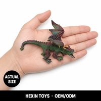 Dragon vert-brun en PVC écologique 13,5x8,5x9,8 CM avec ailes, sculpture peinte à la main, parfait pour la décoration de bureau