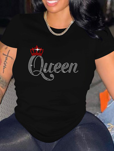 Nouveau Design Noir Reine Imprimé T-shirt De Sport 100% Coton De Transfert De Chaleur Graphique T-shirts OEM/DEM - Product Image 5