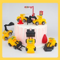 6er-Set Traktor-Spielzeugfahrzeuge für Jungen, Tortendekoration, Autos, Puppen-Ornamente, Oh Baby Happy Birthday Bagger Tortenaufsatz