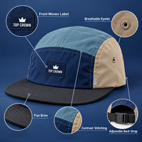 Casquette de baseball imperméable à séchage rapide en nylon à cinq panneaux, visière plate réglable, pour course à pied, randonnée, pêche, protection solaire