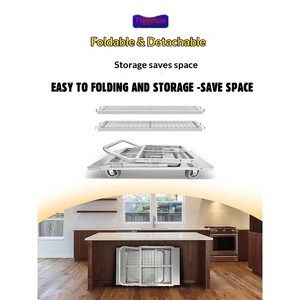 Folding Steel Plate <strong>Cart</strong> with Rubber Wheels Hand Push Trailer <strong>Flat</strong> <strong>Cart</strong> for Fence Carrying - Product Image 6