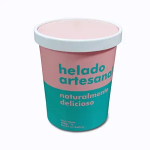 Grande capacità 32oz imballaggio personalizzato stampato tazze di gelato contenitori vasche con coperchi