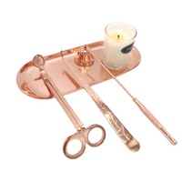 Ensemble d'accessoires de luxe 5-en-1 en acier inoxydable pour coupe-mèche et éteignoir de bougie, avec logo personnalisé pour bougies parfumées de 100 ml et 200 ml
