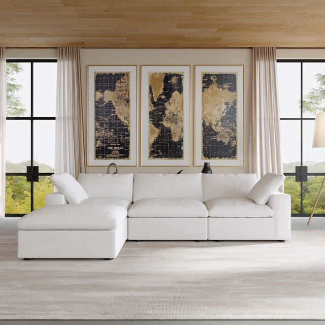Modern Cloud Sofa Set Modular L Shaped Sectional Couch in a Box for Living Room